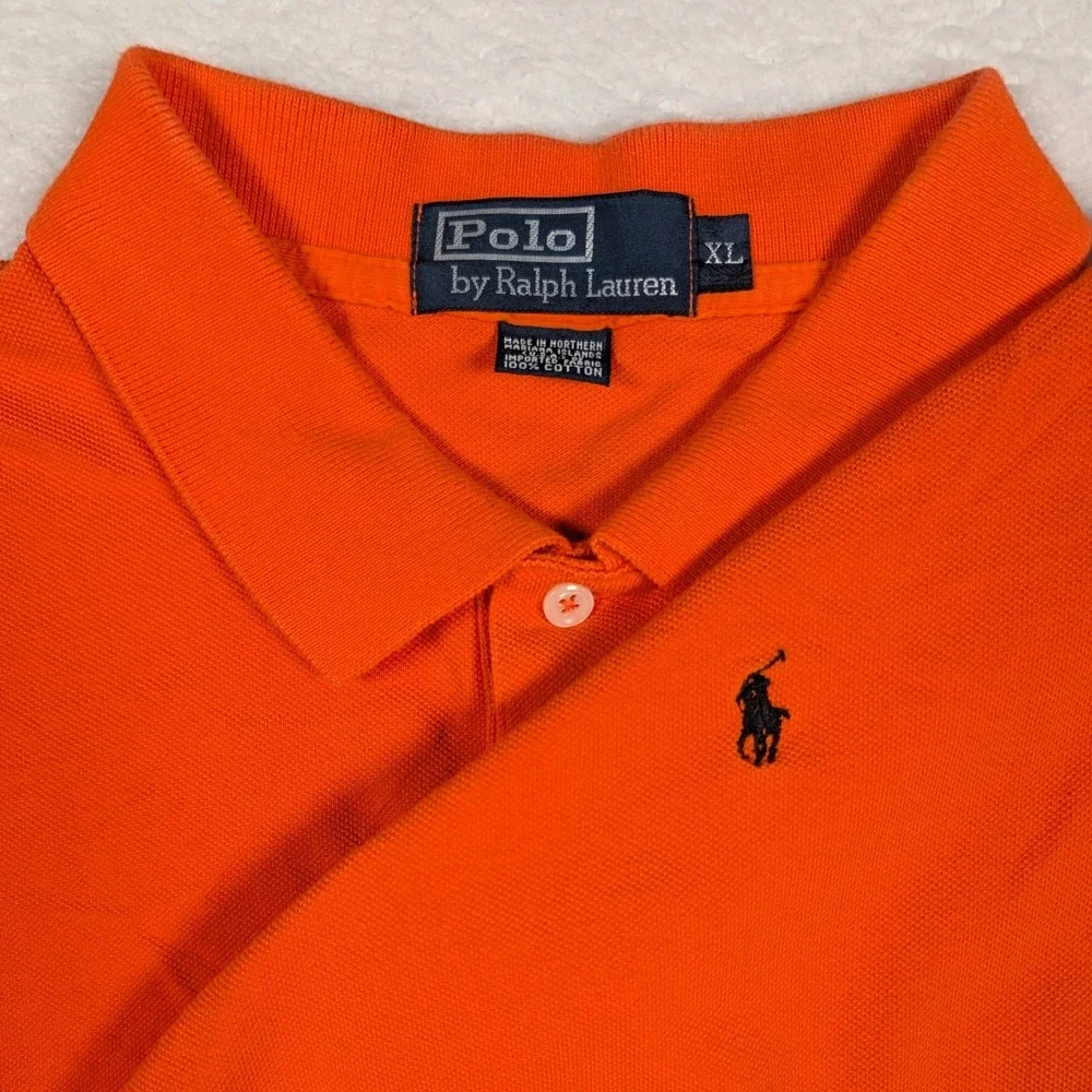 Vintage Polo Ralph Lauren Polo‎ Shirt Mens XL Orange SS Pique Pony Logo Y2K USA